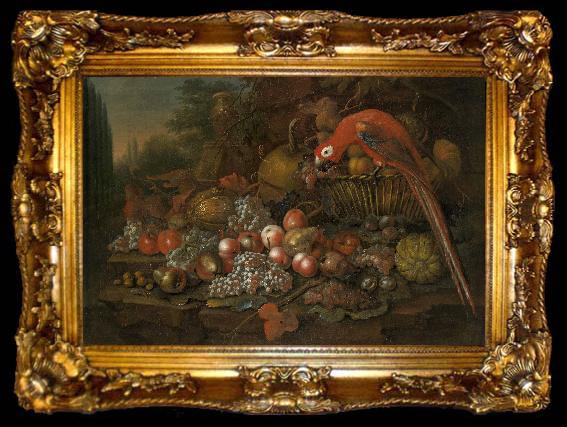framed  Francis Sartorius Still life with fruits and a parrot, ta009-2